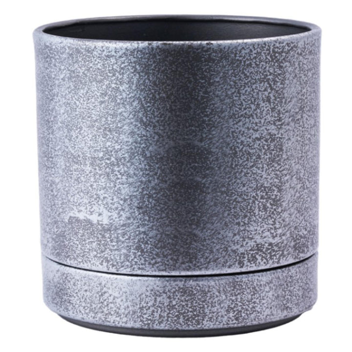植木鉢MC円柱メタルECOポット受け皿付き直径17cm