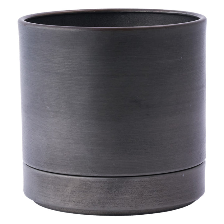 植木鉢MC円柱メタルECOポット受け皿付き直径19cm