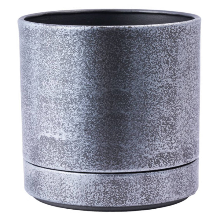 植木鉢MC円柱メタルECOポット受け皿付き直径19cm