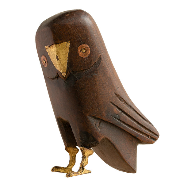 オブジェ フクロウ Lサイズ マスコット 木製 -1