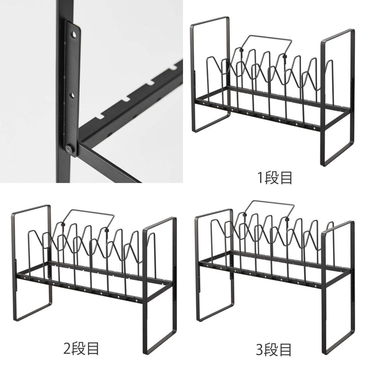 tower シンク下高さ調整鍋蓋&フライパン収納ラック 2段 タワー -19