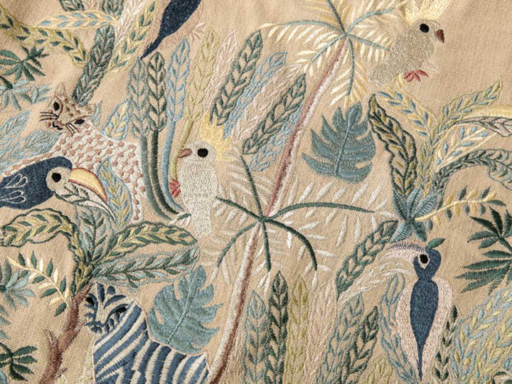 クッションカバー 45×45cm ジャングル 刺繍 -7