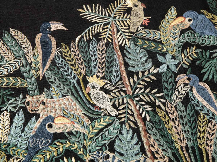 クッションカバー 45×45cm ジャングル 刺繍 -8