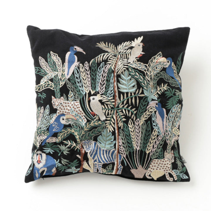クッションカバー 45×45cm ジャングル 刺繍 -11