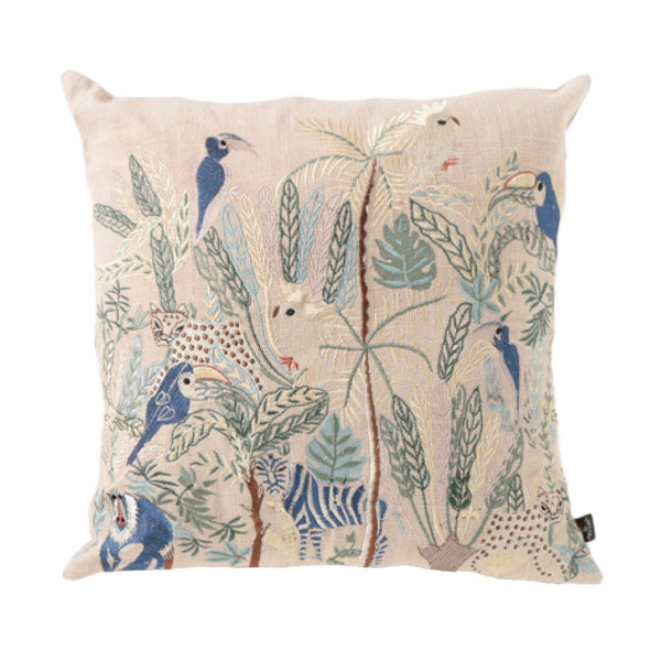 クッションカバー 45×45cm ジャングル 刺繍 -1
