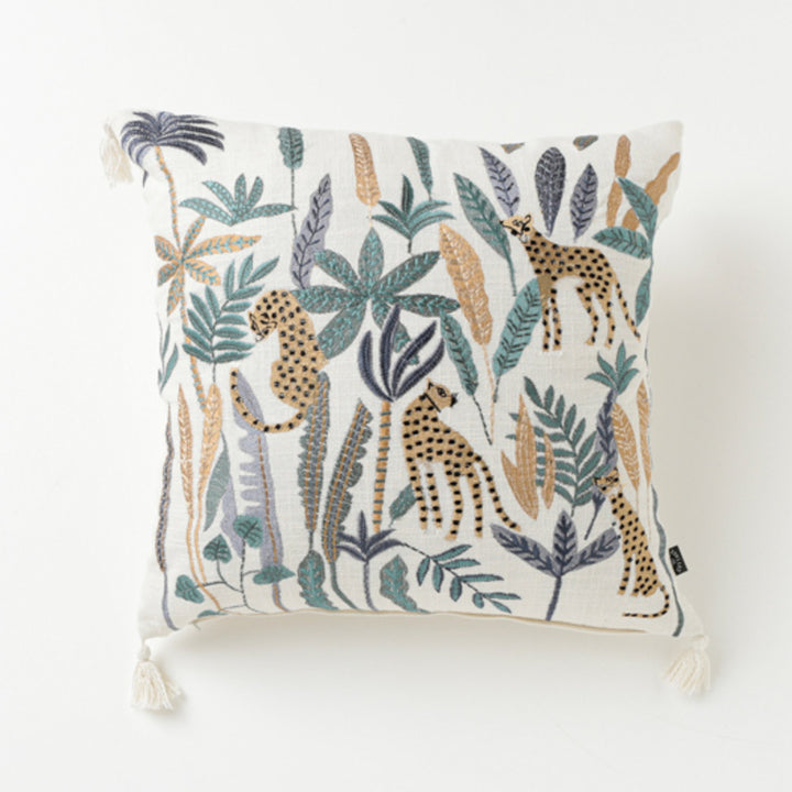 クッションカバー 45×45cm レオパード 刺繍 -7