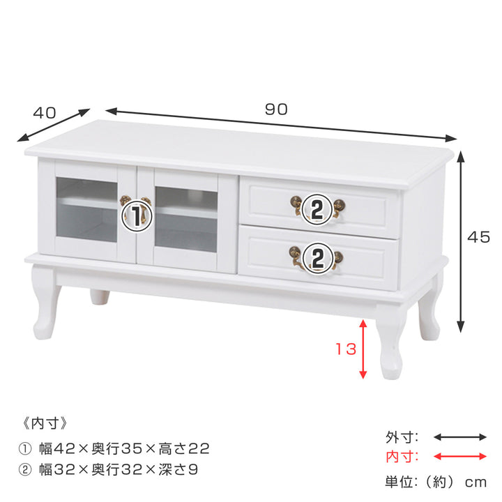 テレビ台 ローボード アンティーク調 猫脚 幅90cm -4