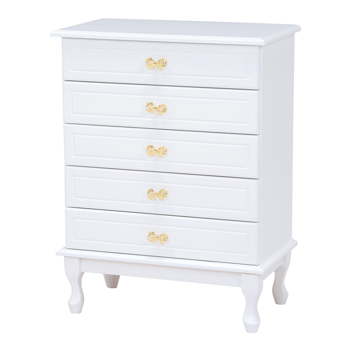 チェスト 5段 アンティーク調 猫脚 リボン型引手 幅63cm – ハウジー