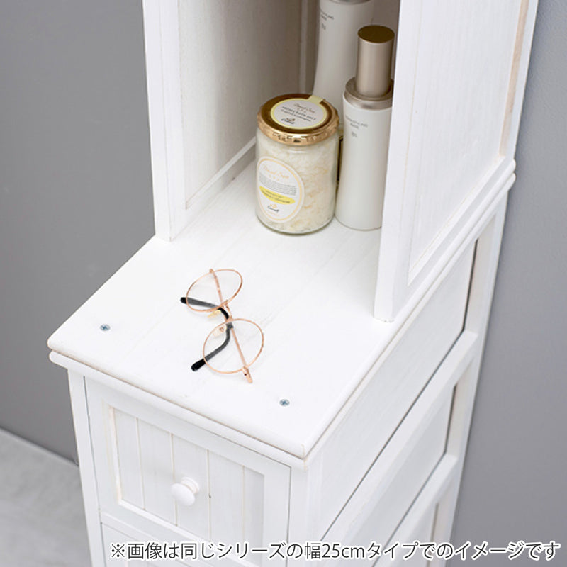 木目調のホワイト 隙間チェスト ラック 幅20cm サニタリー 収納 棚付