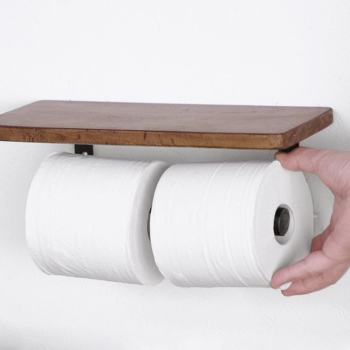 トイレットペーパーホルダー 木製 2連 -14