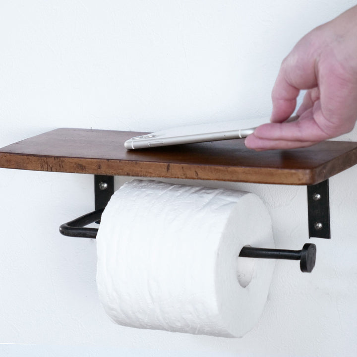 トイレットペーパーホルダー 木製 2連 -5