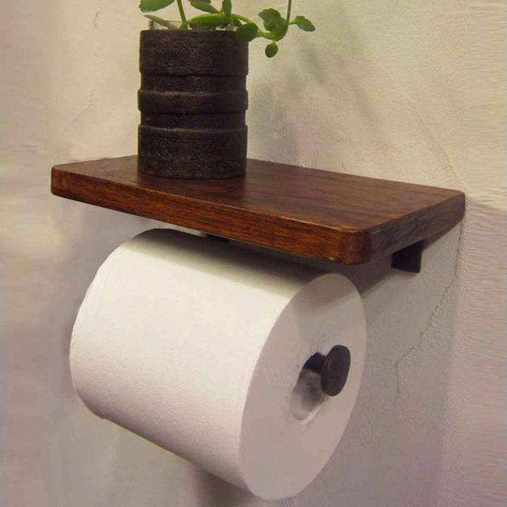 トイレットペーパーホルダー 木製 2連 -6