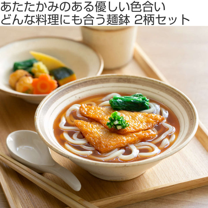 どんぶり2点セット2柄20cm温もりある麺鉢セット新生活磁器美濃焼