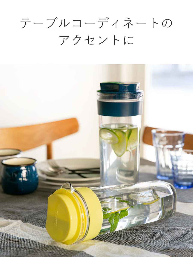 【当店限定カラーイエロー・ネイビー】冷水筒スリムジャグ1.1L横置き縦置き耐熱日本製