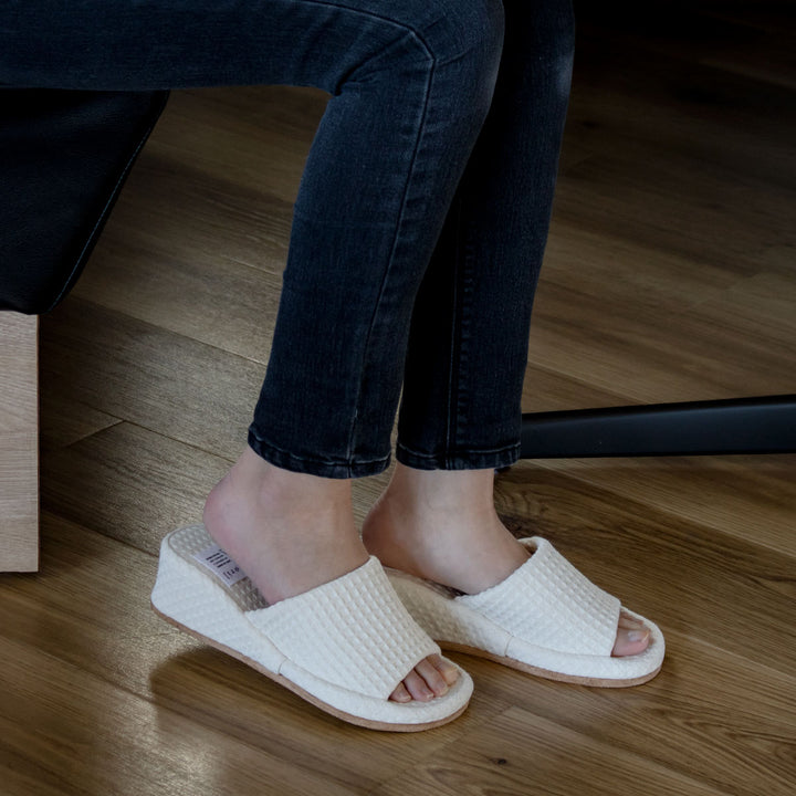 スリッパyoriヒール24cmコットンワッフルパンタロン綿100％