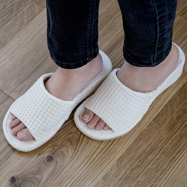 スリッパyoriヒール24cmコットンワッフルパンタロン綿100％