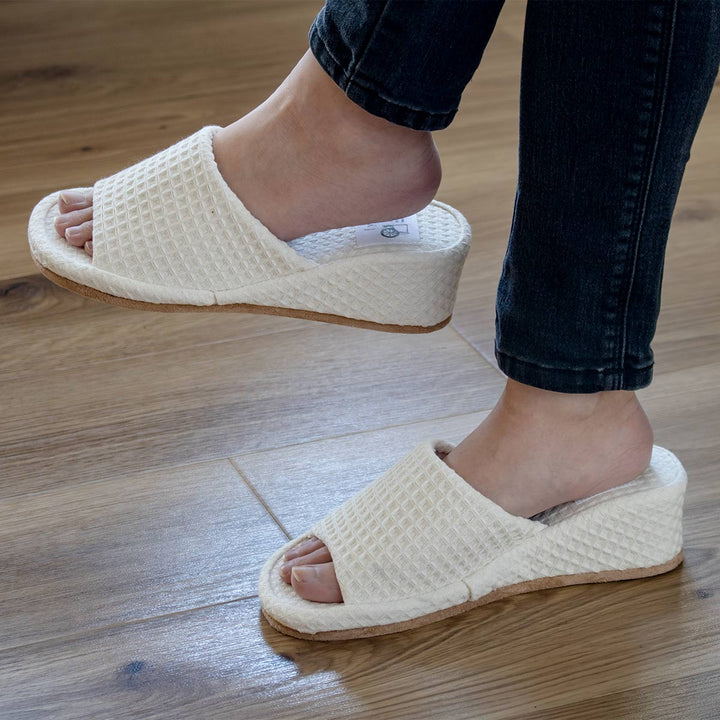 スリッパyoriヒール24cmコットンワッフルパンタロン綿100％