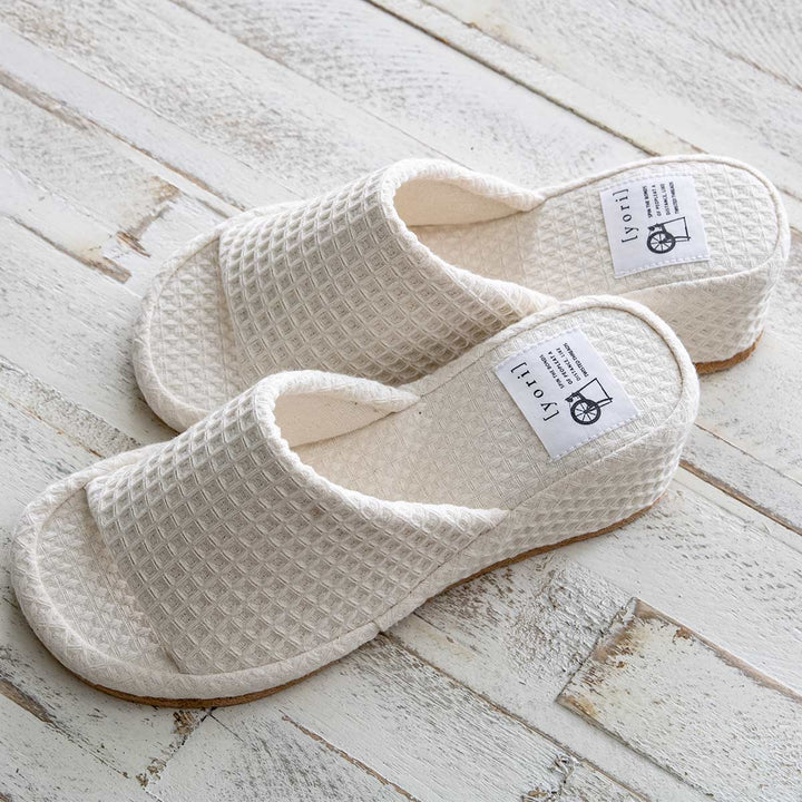 スリッパyoriヒール24cmコットンワッフルパンタロン綿100％