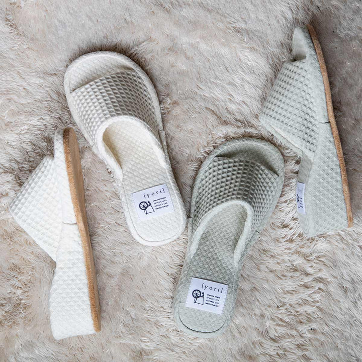スリッパyoriヒール24cmコットンワッフルパンタロン綿100％