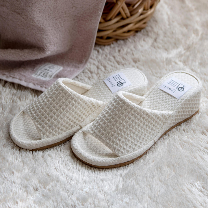 スリッパyoriヒール24cmコットンワッフルパンタロン綿100％