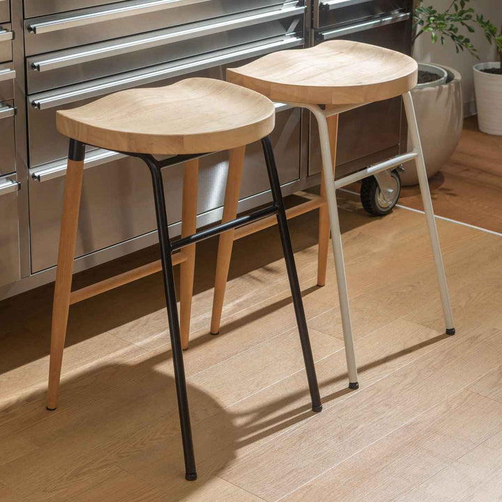ハイスツール 座面高65cm 天然木 スチール -2