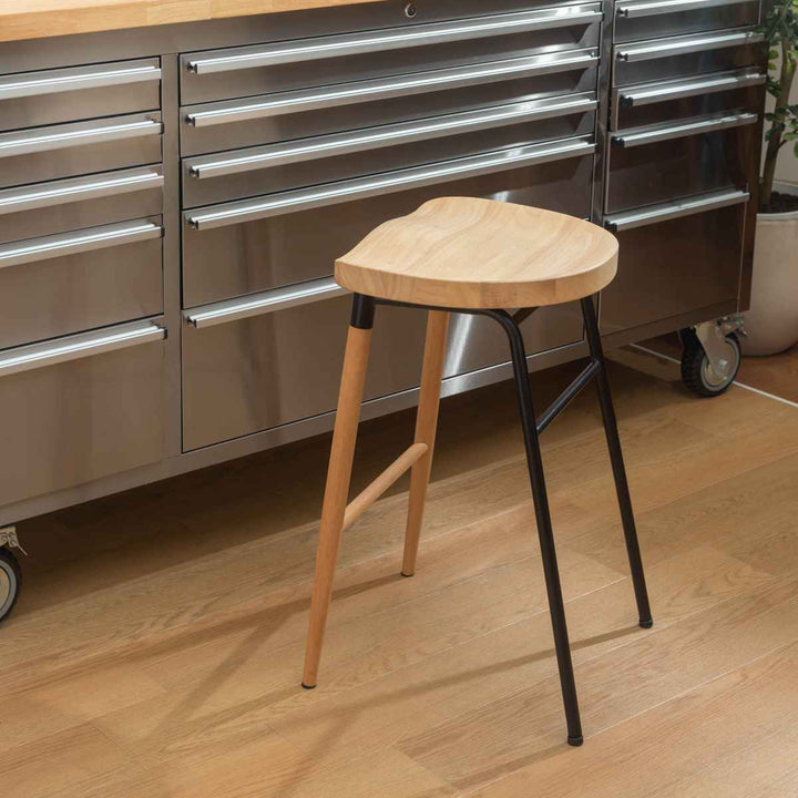ハイスツール 座面高65cm 天然木 スチール -12