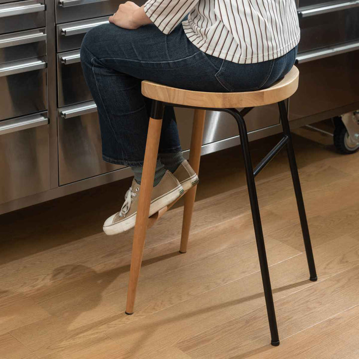 ハイスツール 座面高65cm 天然木 スチール -13