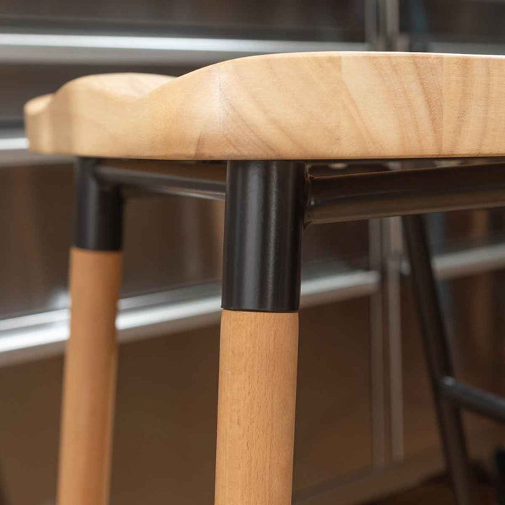 ハイスツール 座面高65cm 天然木 スチール -17