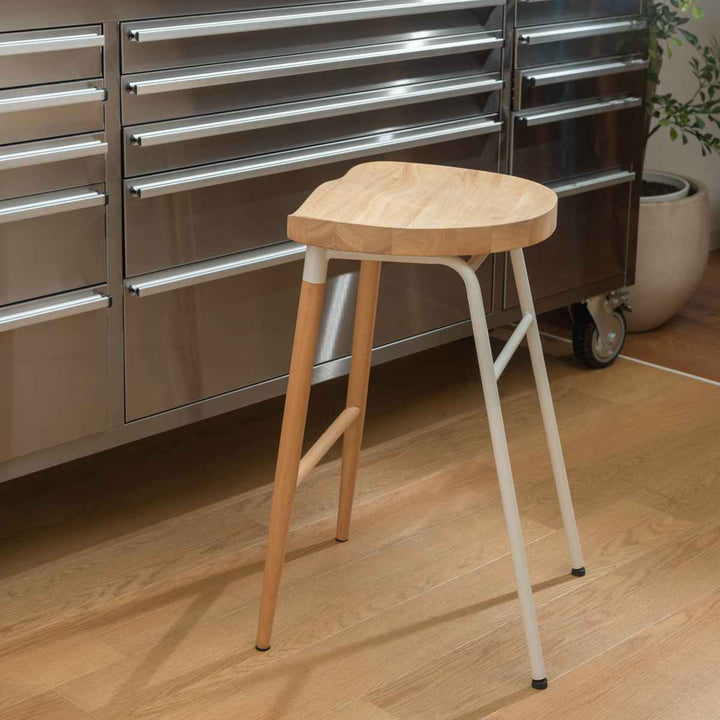 ハイスツール 座面高65cm 天然木 スチール -18
