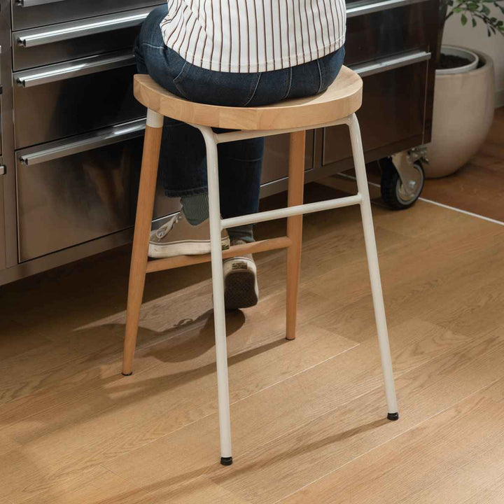 ハイスツール 座面高65cm 天然木 スチール -19