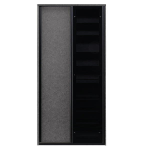 ダイニングボード スライドガラス扉 セラミック調 ハイグロスシート 幅100cm -1