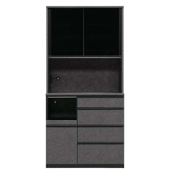 レンジボード ブラックガラス セラミック調 ハイグロスシート 幅100cm -1