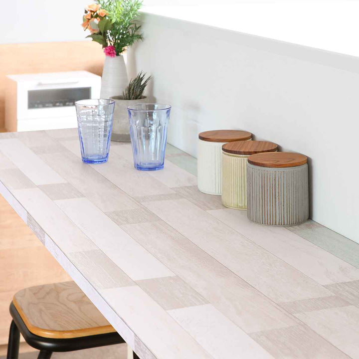 テーブルデコレーション貼ってはがせる90cm×150cmテーブルクロス木目調タイル柄撥水加工ビニール日本製