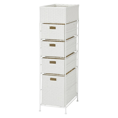 ランドリーチェスト 4段 幅25.5cm かご付 スチール ポリエチレン