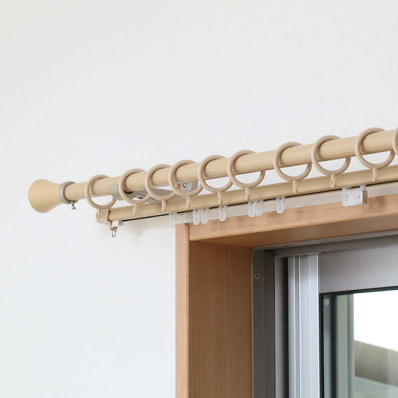 カーテンレール伸縮式2ｍ装飾レールミディオ木目調ダブルタイプ