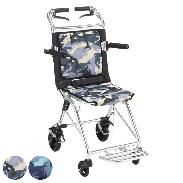 車いす コンパクト介助車 楽ティ 介助式 背固定タイプ 迷彩 座面幅36cm 非課税 -2