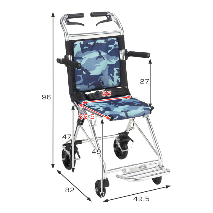車いす コンパクト介助車 楽ティ 介助式 背固定タイプ 迷彩 座面幅36cm 非課税 -4