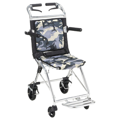 車いす コンパクト介助車 楽ティ 介助式 背固定タイプ 迷彩 座面幅36cm 非課税