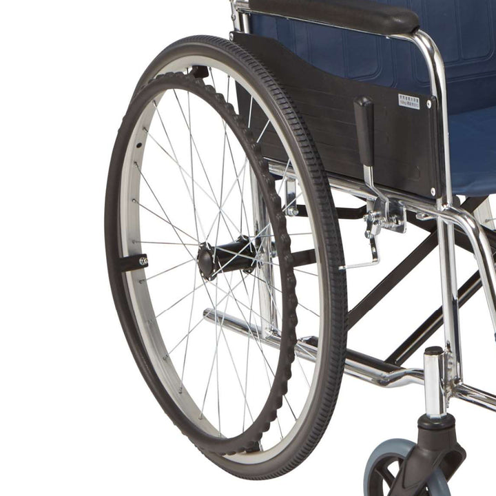 車いす スチール製 自走式 背折れタイプ 紺 ビニールレザー 座面幅42cm 非課税 -8