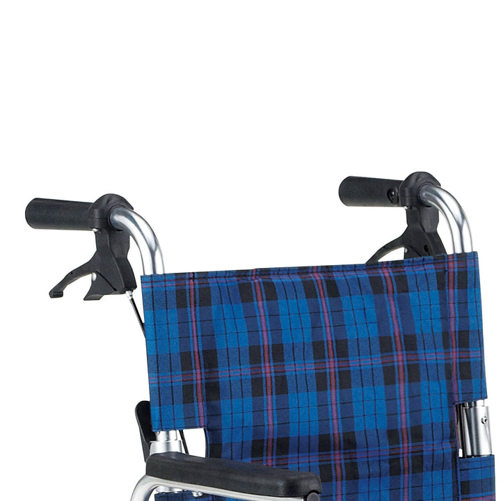 車いす ピロプラス 介助式 背折れタイプ 座面幅38cm ネイビーチェック 非課税 -6