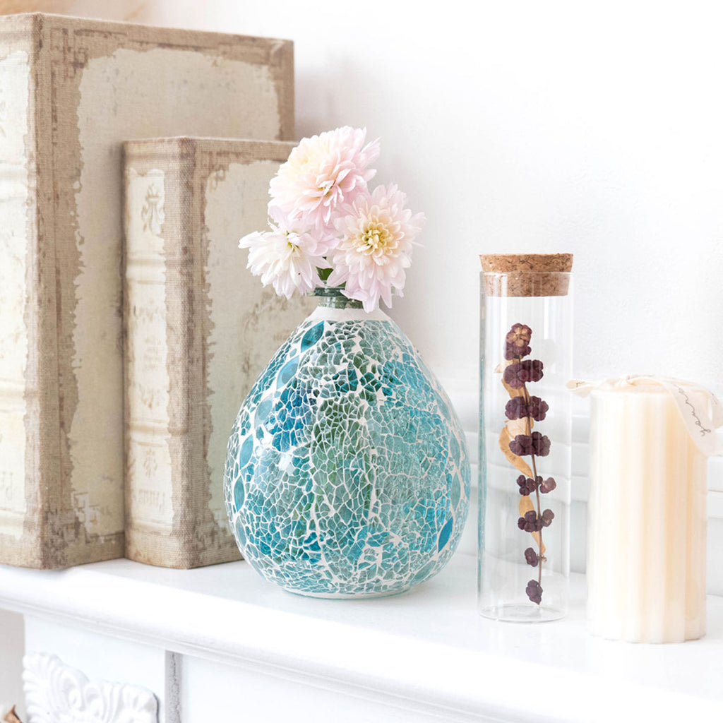 花瓶 モザイク フラワーベース ガラス