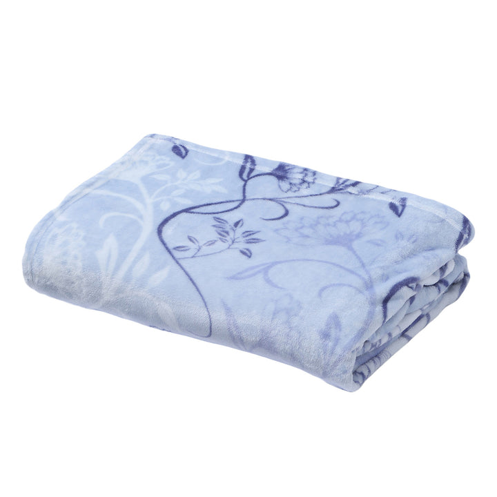 西川 ニューマイヤー毛布 シングル 花オーナメント柄 -12