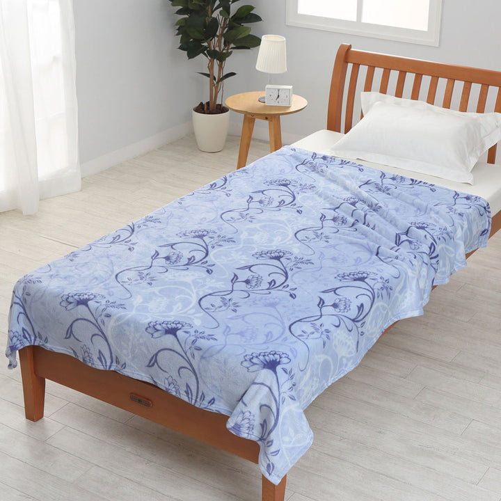 西川 ニューマイヤー毛布 シングル 花オーナメント柄 -8