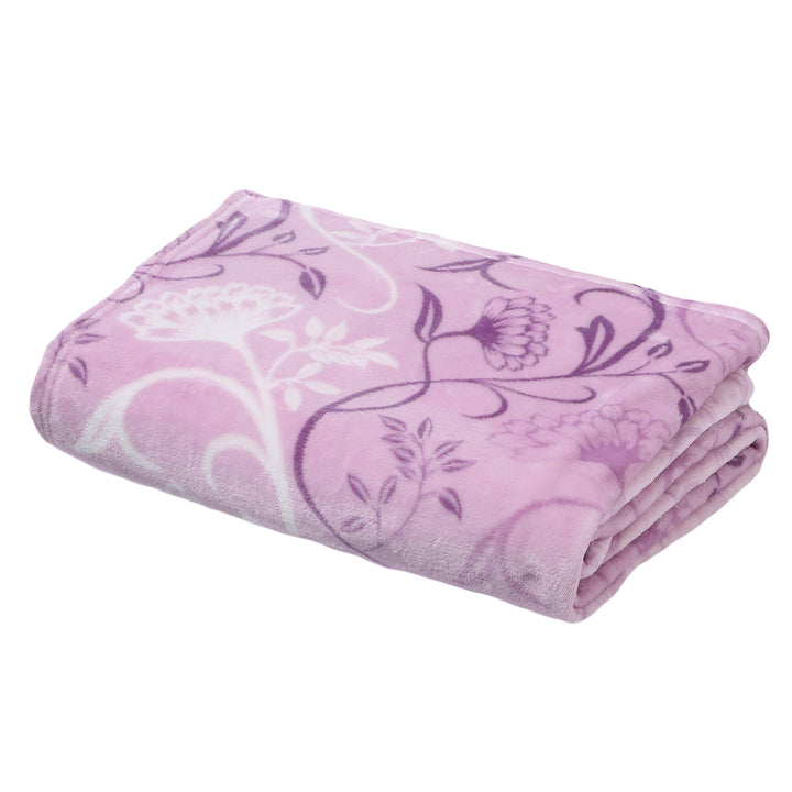 西川 ニューマイヤー毛布 シングル 花オーナメント柄 -11