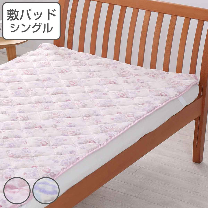 西川 敷パッド シングル なめらかフランネル ブーケ柄 -2