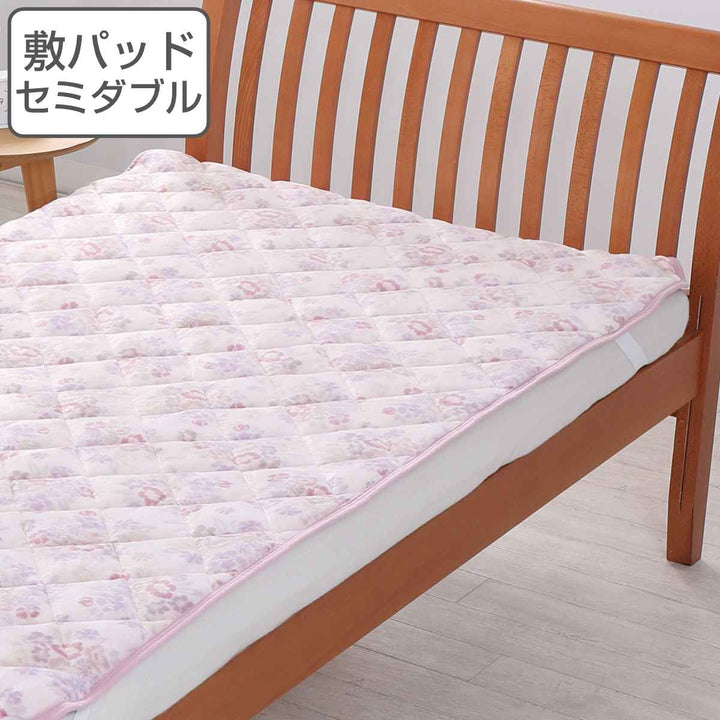 西川 敷パッド セミダブル なめらかフランネル ブーケ柄 -2