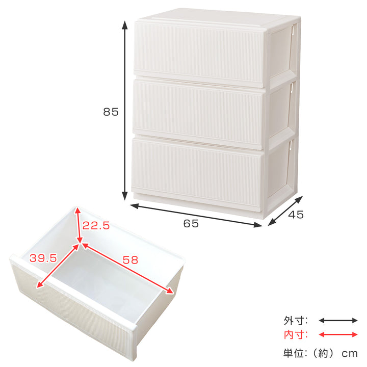 チェストプロフィックススタイルケース組立式深型3段高さ85cm