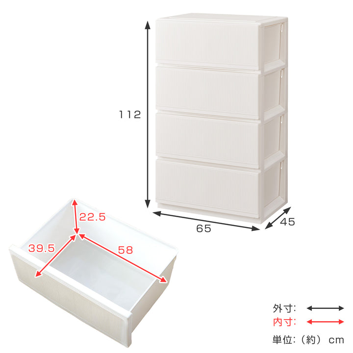 チェストプロフィックススタイルケース組立式深型4段高さ112cm