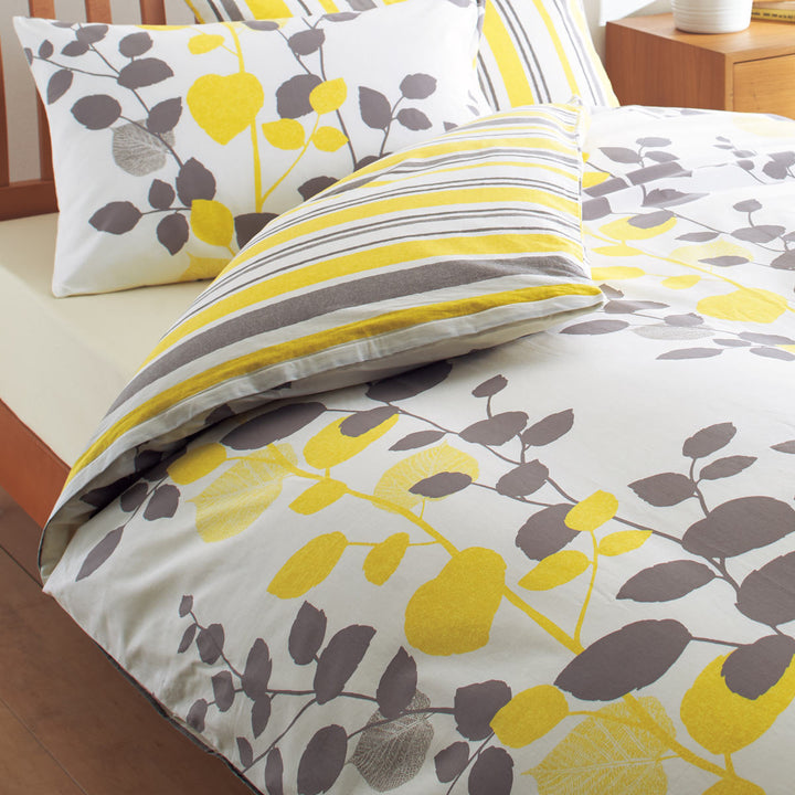 西川掛け布団カバーリバーシブルリーフ柄meeダブルロング綿100％日本製