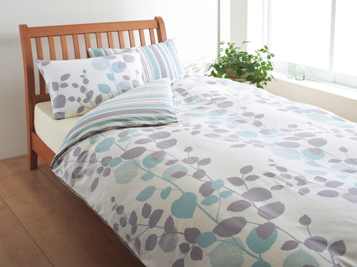 西川掛け布団カバーリバーシブルリーフ柄meeダブルロング綿100％日本製